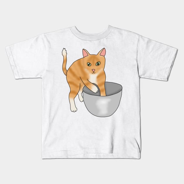 Kitty baking (fluffy orange cat) Kids T-Shirt by Becky-Marie